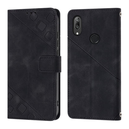 For Honor 10 Lite / Huawei P smart 2019 Skin-feel Embossed Leather Phone Case(Black) - Honor Cases by buy2fix | Online Shopping UK | buy2fix