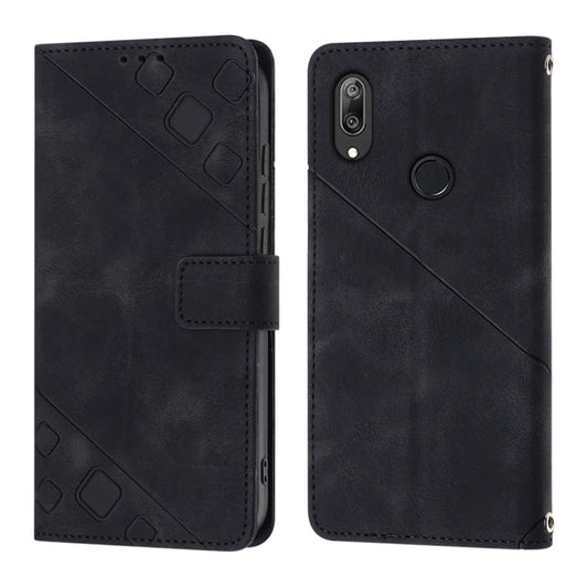 For Honor 10 Lite / Huawei P smart 2019 Skin-feel Embossed Leather Phone Case(Black) - Honor Cases by buy2fix | Online Shopping UK | buy2fix