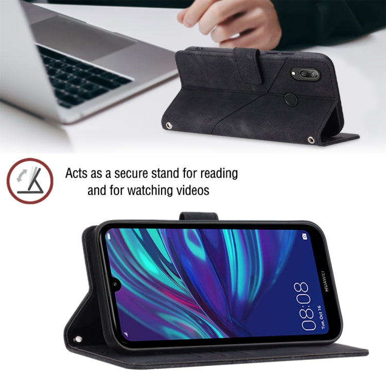 For Honor 10 Lite / Huawei P smart 2019 Skin-feel Embossed Leather Phone Case(Black) - Honor Cases by buy2fix | Online Shopping UK | buy2fix