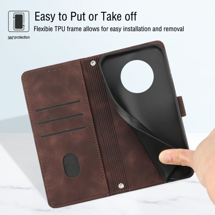 For Honor X9a 5G/Magic5 Lite Skin-feel Embossed Leather Phone Case(Brown) by buy2fix