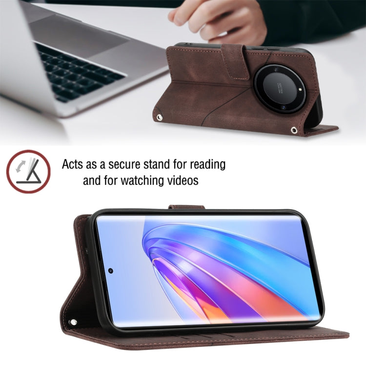 For Honor X9a 5G/Magic5 Lite Skin-feel Embossed Leather Phone Case(Brown) by buy2fix