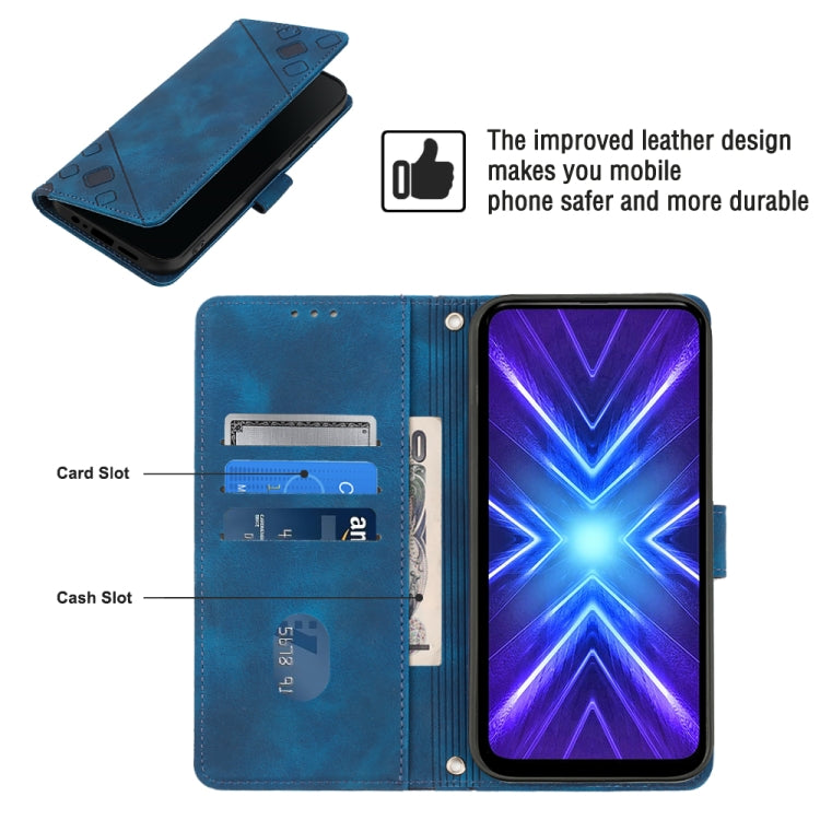Skin-feel Embossed Leather Phone Case For Honor 9X Global/Huawei P Smart Z/Y9 Prime 2019/Enjoy 10 Plus(Blue) by buy2fix