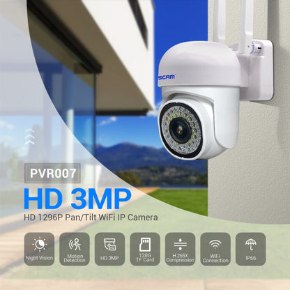 ESCAM PVR007 3MP Smart HD WiFi Camera Support Full Color Night Vision / Motion Detection / Sound Alarm / TF Card(AU Plug) - Wireless Camera by ESCAM | Online Shopping UK | buy2fix