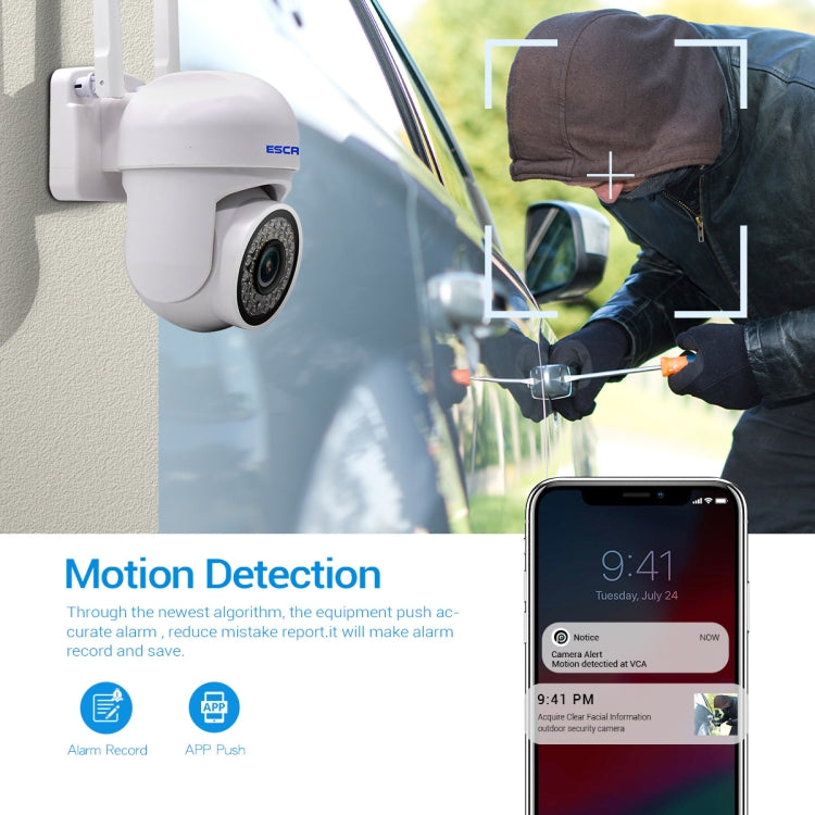 ESCAM PVR007 3MP Smart HD WiFi Camera Support Full Color Night Vision / Motion Detection / Sound Alarm / TF Card(EU Plug) - Wireless Camera by ESCAM | Online Shopping UK | buy2fix