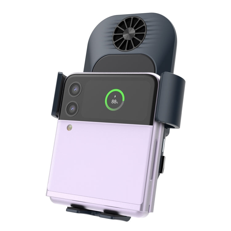 For Samsung Galaxy Z Flip4 / 3 C35 Fan Cooling Dual Coil Car Phone Holder Wireless Charger by buy2fix