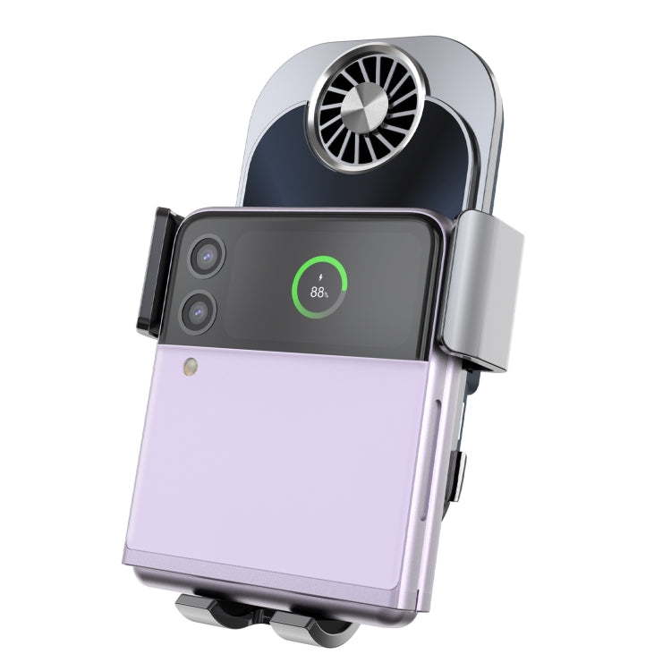 For Samsung Galaxy Z Flip4 / 3 C36 Fan Cooling Dual Coil Car Phone Holder Wireless Charger by buy2fix