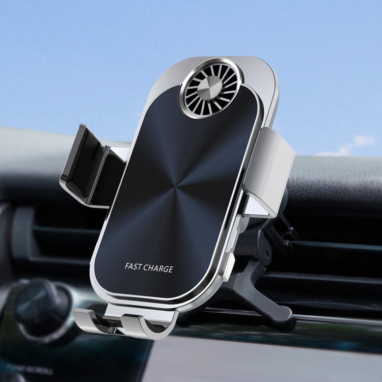 For Samsung Galaxy Z Flip4 / 3 C36 Fan Cooling Dual Coil Car Phone Holder Wireless Charger by buy2fix