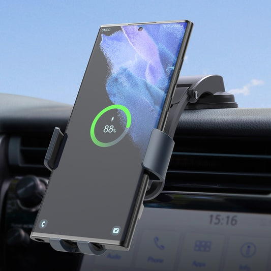 For Samsung Galaxy Z Flip4 / 3 C37 Fan Cooling Dual Coil Car Phone Holder Wireless Charger - Wireless Charger Holders by buy2fix | Online Shopping UK | buy2fix
