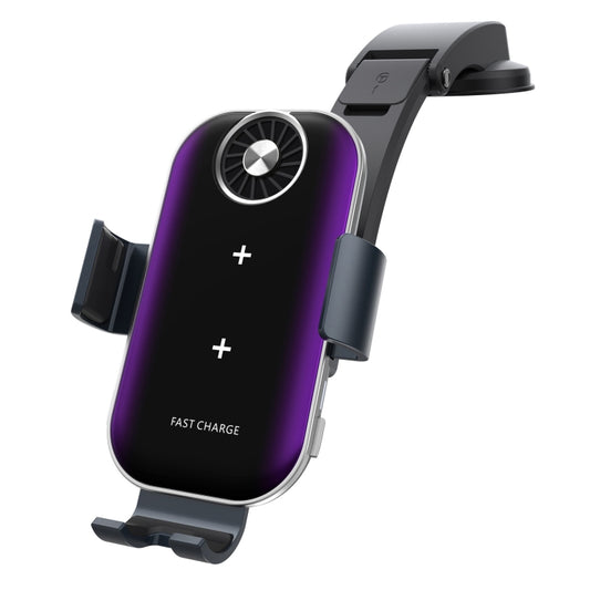 For Samsung Galaxy Z Flip4 / 3 C37 Fan Cooling Dual Coil Car Phone Holder Wireless Charger - Wireless Charger Holders by buy2fix | Online Shopping UK | buy2fix