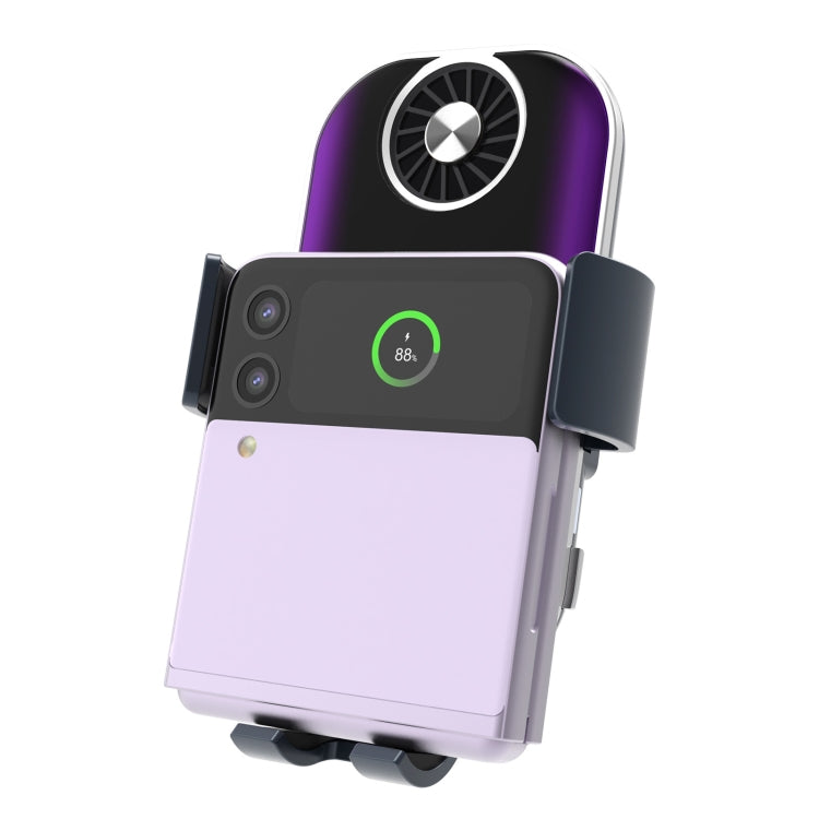 For Samsung Galaxy Z Flip4 / 3 C37 Fan Cooling Dual Coil Car Phone Holder Wireless Charger by buy2fix
