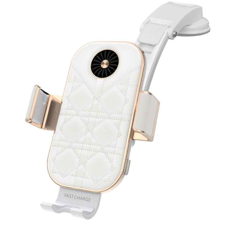 For Samsung Galaxy Z Flip4 / 3 C38 Fan Cooling Dual Coil Car Phone Holder Wireless Charger by buy2fix