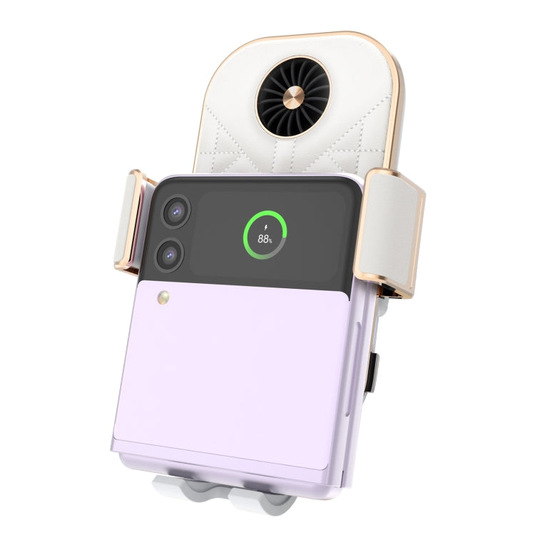 For Samsung Galaxy Z Flip4 / 3 C38 Fan Cooling Dual Coil Car Phone Holder Wireless Charger by buy2fix