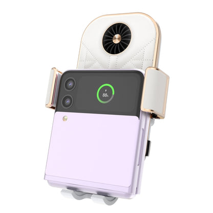 For Samsung Galaxy Z Flip4 / 3 C38 Fan Cooling Dual Coil Car Phone Holder Wireless Charger by buy2fix