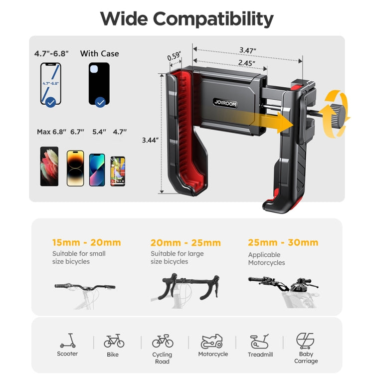JOYROOM JR-ZS266 Bicycle Handle Phone Mount Compatible with 4.7-6.8 inch(Black) - Holders by JOYROOM | Online Shopping UK | buy2fix