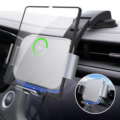 For Samsung Galaxy Z Fold4 / 3 / 2 S8 Dual Coil Car Phone Holder Wireless Charger(Iron Gray) - Wireless Charger Holders by buy2fix | Online Shopping UK | buy2fix
