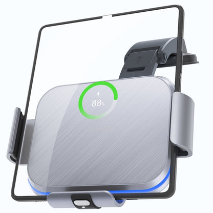 For Samsung Galaxy Z Fold4 / 3 / 2 S8 Dual Coil Car Phone Holder Wireless Charger(Iron Gray) - Wireless Charger Holders by buy2fix | Online Shopping UK | buy2fix