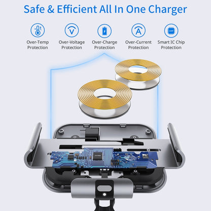 For Samsung Galaxy Z Fold4 / 3 / 2 S8 Dual Coil Car Phone Holder Wireless Charger(Iron Gray) - Wireless Charger Holders by buy2fix | Online Shopping UK | buy2fix