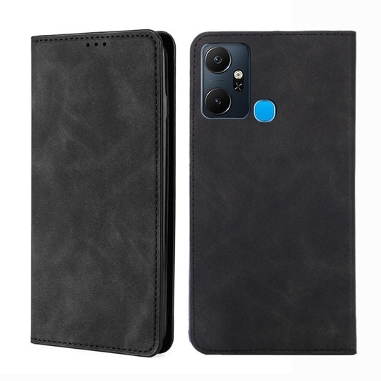 For Infinix Smart 6 Plus Skin Feel Magnetic Horizontal Flip Leather Phone Case(Black) - Infinix Cases by buy2fix | Online Shopping UK | buy2fix