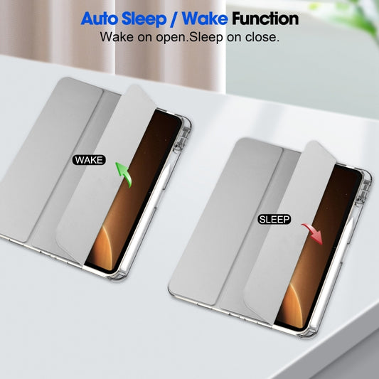 For OPPO Pad 2 Clear Back Cover 3-Fold Leather Smart Tablet Case(Silver) - OPPO Cases by buy2fix | Online Shopping UK | buy2fix