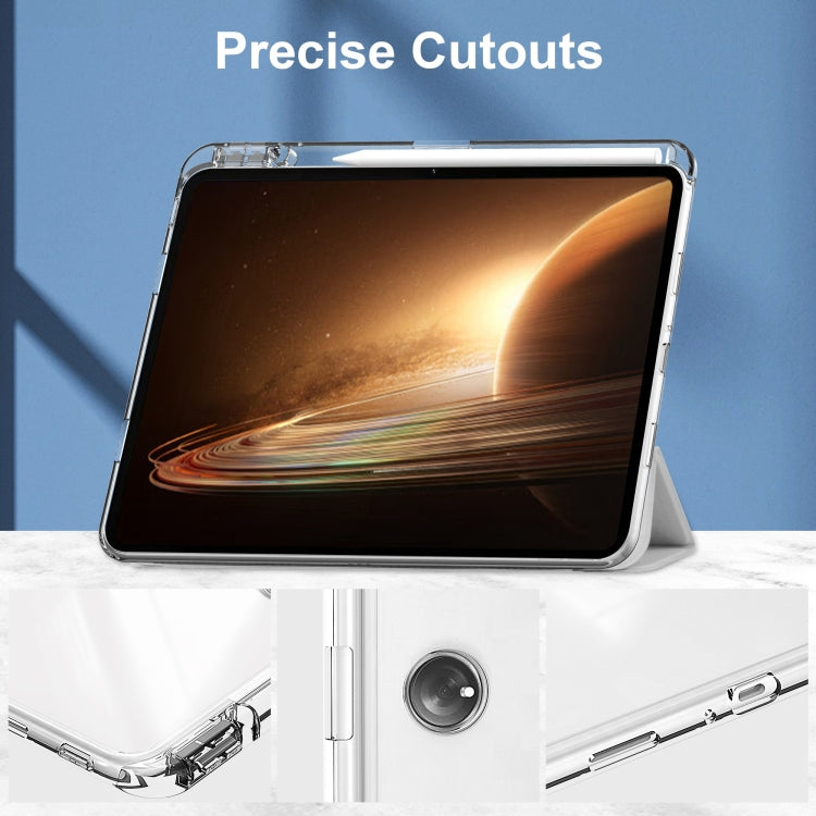 For OPPO Pad 2 Clear Back Cover 3-Fold Leather Smart Tablet Case(Silver) - OPPO Cases by buy2fix | Online Shopping UK | buy2fix