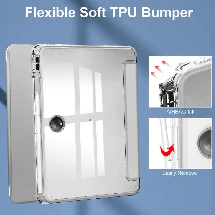 For OPPO Pad 2 Clear Back Cover 3-Fold Leather Smart Tablet Case(Silver) - OPPO Cases by buy2fix | Online Shopping UK | buy2fix