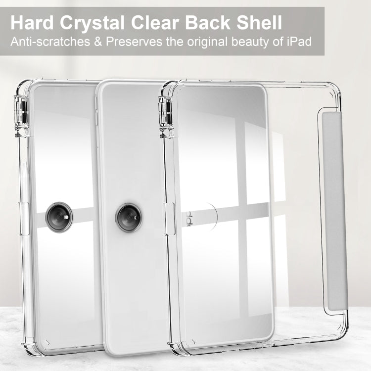 For OPPO Pad 2 Clear Back Cover 3-Fold Leather Smart Tablet Case(Silver) - OPPO Cases by buy2fix | Online Shopping UK | buy2fix