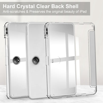 For OPPO Pad 2 Clear Back Cover 3-Fold Leather Smart Tablet Case(Silver) - OPPO Cases by buy2fix | Online Shopping UK | buy2fix