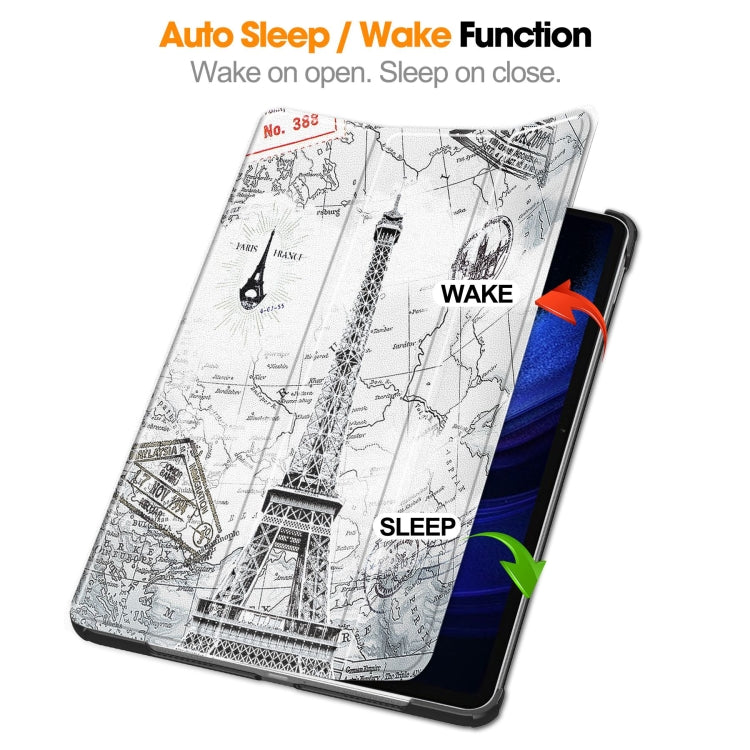 For Xiaomi Pad 6 / 6 Pro Custer Painted 3-Fold Stand Leather Smart Tablet Case(Retro Eiffel Tower) by buy2fix