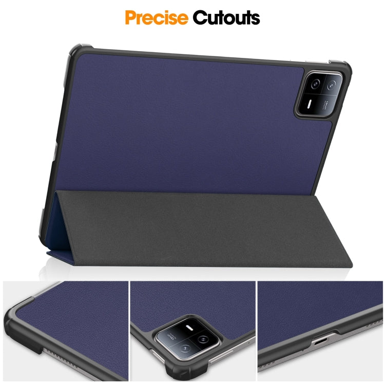 For Xiaomi Pad 6 / 6 Pro Custer Texture 3-Fold Holder Leather Smart Tablet Case(Dark Blue) by buy2fix