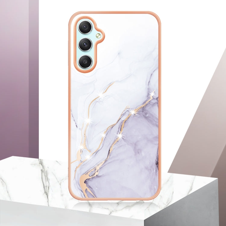 For Samsung Galaxy A24 Electroplating Marble Dual-side IMD Phone Case(White 006) by buy2fix