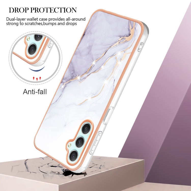 For Samsung Galaxy A24 Electroplating Marble Dual-side IMD Phone Case(White 006) by buy2fix