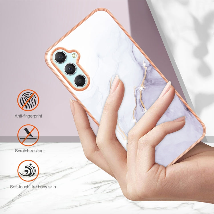 For Samsung Galaxy A24 Electroplating Marble Dual-side IMD Phone Case(White 006) by buy2fix