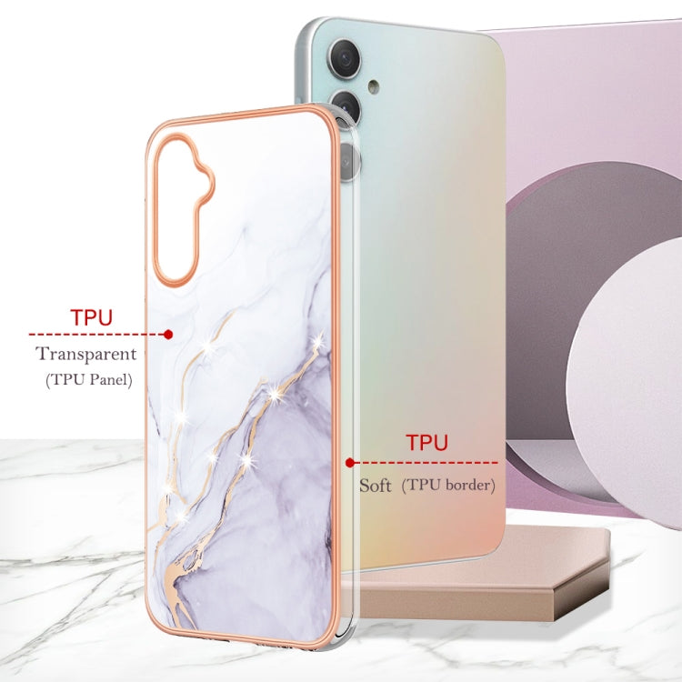 For Samsung Galaxy A24 Electroplating Marble Dual-side IMD Phone Case(White 006) by buy2fix