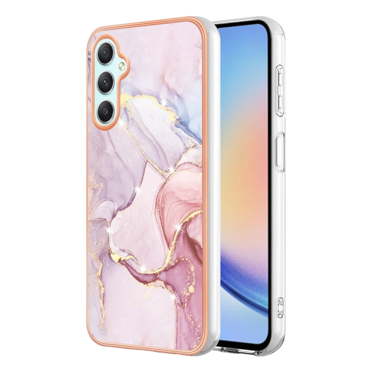 For Samsung Galaxy A24 Electroplating Marble Dual-side IMD Phone Case(Rose Gold 005) by buy2fix