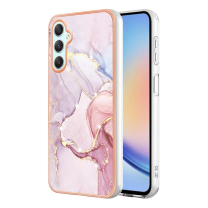 For Samsung Galaxy A24 Electroplating Marble Dual-side IMD Phone Case(Rose Gold 005) by buy2fix