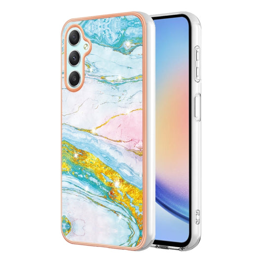 For Samsung Galaxy A24 Electroplating Marble Dual-side IMD Phone Case(Green 004) by buy2fix