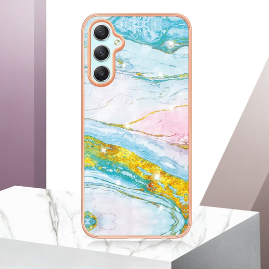 For Samsung Galaxy A24 Electroplating Marble Dual-side IMD Phone Case(Green 004) by buy2fix