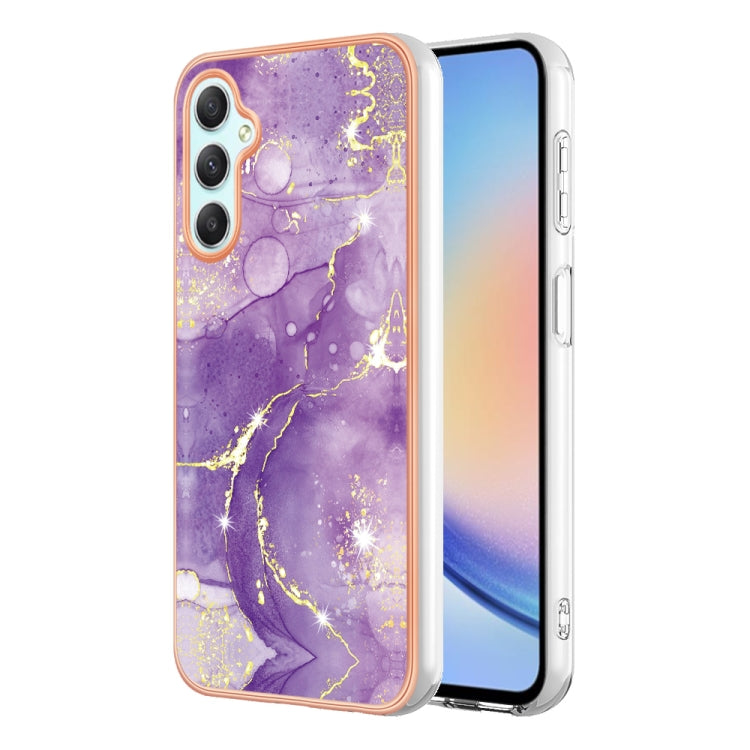 For Samsung Galaxy A24 Electroplating Marble Dual-side IMD Phone Case(Purple 002) by buy2fix