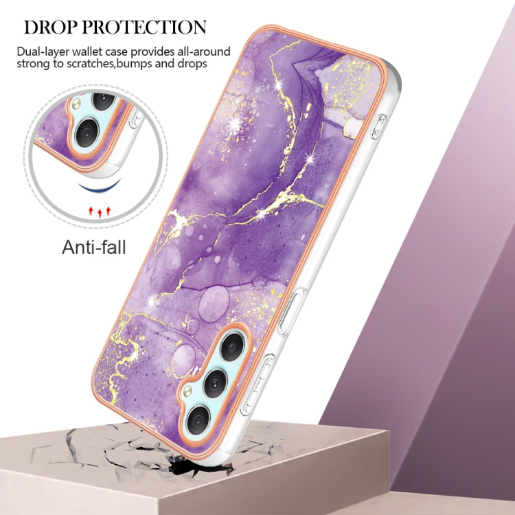 For Samsung Galaxy A24 Electroplating Marble Dual-side IMD Phone Case(Purple 002) by buy2fix