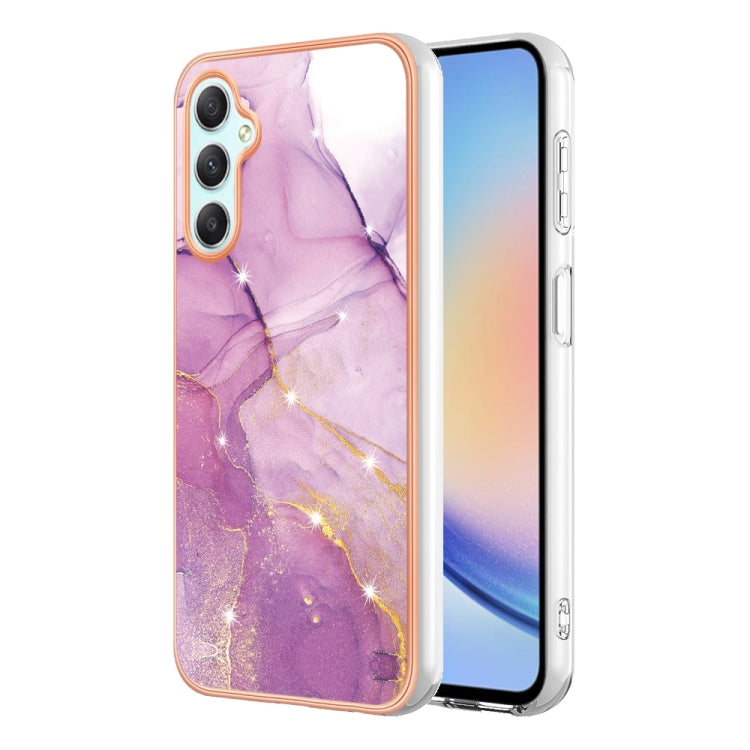 For Samsung Galaxy A24 Electroplating Marble Dual-side IMD Phone Case(Purple 001) by buy2fix