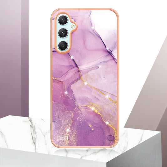 For Samsung Galaxy A24 Electroplating Marble Dual-side IMD Phone Case(Purple 001) by buy2fix