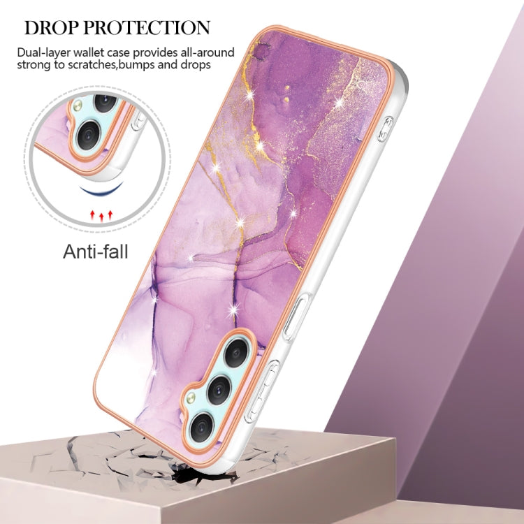 For Samsung Galaxy A24 Electroplating Marble Dual-side IMD Phone Case(Purple 001) by buy2fix