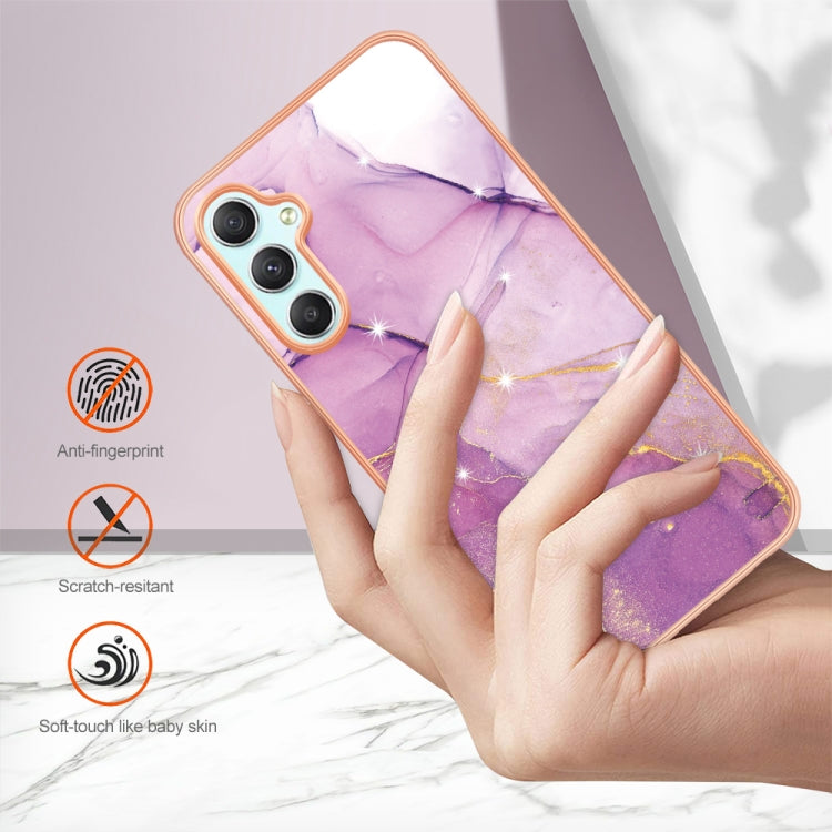 For Samsung Galaxy A24 Electroplating Marble Dual-side IMD Phone Case(Purple 001) by buy2fix