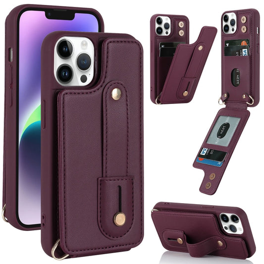 For iPhone 13 Pro Max Wristband Vertical Flip Wallet Back Cover Phone Case(Wine Red) - iPhone 13 Pro Max Cases by buy2fix | Online Shopping UK | buy2fix
