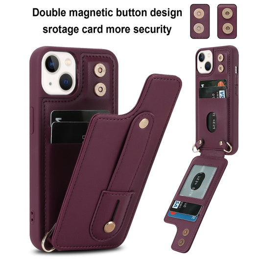 For iPhone 13 Pro Max Wristband Vertical Flip Wallet Back Cover Phone Case(Wine Red) - iPhone 13 Pro Max Cases by buy2fix | Online Shopping UK | buy2fix