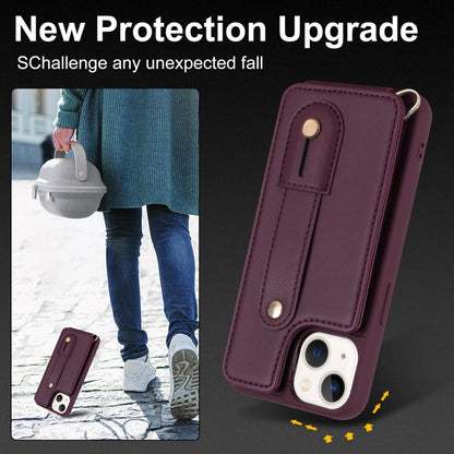 For iPhone 13 Pro Max Wristband Vertical Flip Wallet Back Cover Phone Case(Wine Red) - iPhone 13 Pro Max Cases by buy2fix | Online Shopping UK | buy2fix
