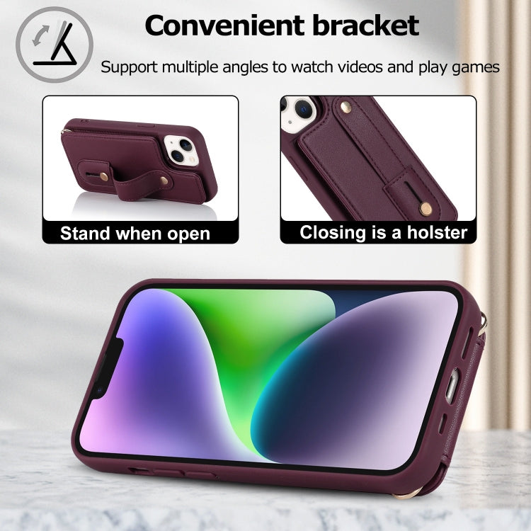 For iPhone 13 Pro Max Wristband Vertical Flip Wallet Back Cover Phone Case(Wine Red) - iPhone 13 Pro Max Cases by buy2fix | Online Shopping UK | buy2fix