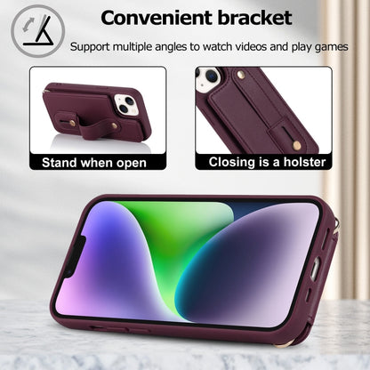 For iPhone 13 Pro Max Wristband Vertical Flip Wallet Back Cover Phone Case(Wine Red) - iPhone 13 Pro Max Cases by buy2fix | Online Shopping UK | buy2fix