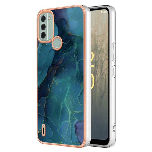 For Nokia C31 Electroplating Marble Dual-side IMD Phone Case(Green 017) - Nokia Cases by buy2fix | Online Shopping UK | buy2fix
