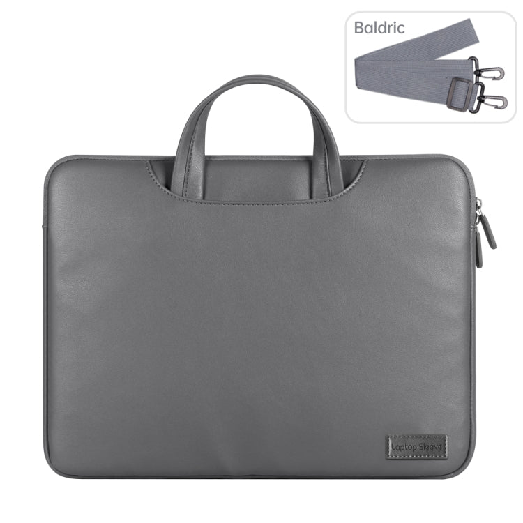 Waterproof PU Laptop Bag Inner Bag, Size:15 inch(Grey) by buy2fix